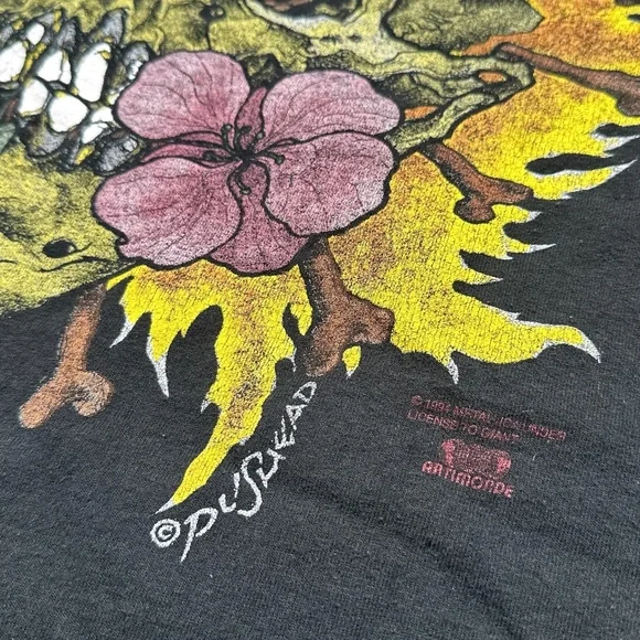 Vintage 90s Metallica Pushead Flaming Skull Heart Artimonde T Shirt Mens XL - Picture 3 of 16